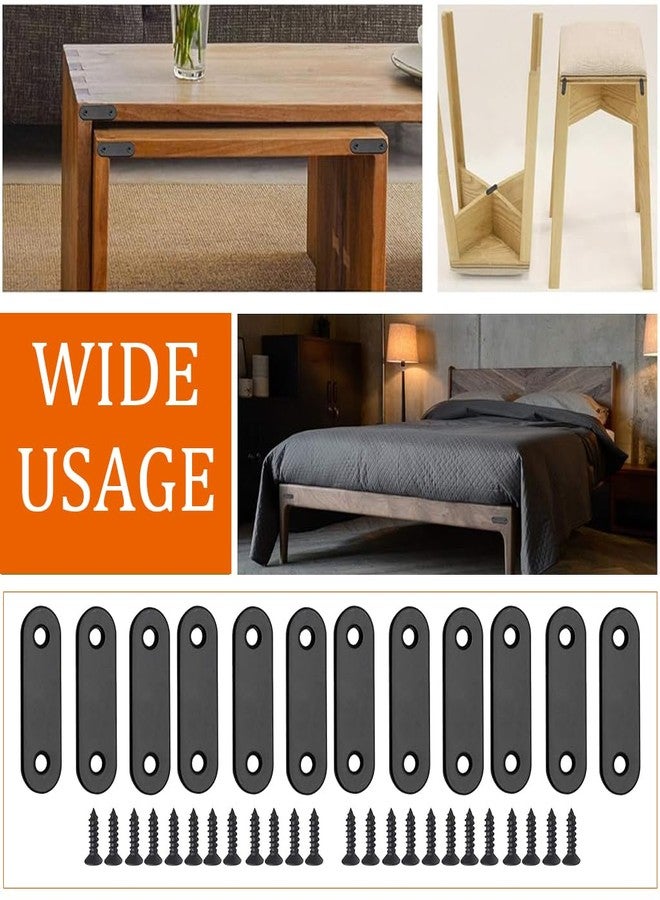 Serplex مجموعة سيربلكس® من 12 قطعة من الأقواس المسطحة المستقيمة مع براغي، أقواس تثبيت مسطحة من الفولاذ المقاوم للصدأ، ألواح وصل لإصلاح الخشب والألواح وإطارات الأسرة والأثاث والرفوف، 50 مم، أسود - Image 5